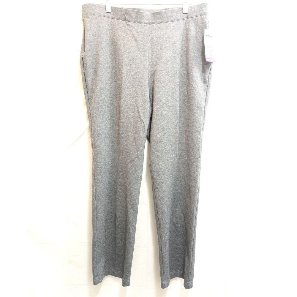 Alia Women's Comfort Fit Straight Leg Pants Gray Tricot Ponte Stretch Size L